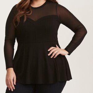 TORRID GOTH VAMPIRE WICCA MESH INSET PEPLUM TOP 2 2X 18 20